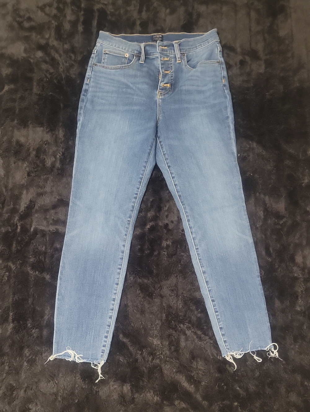 J. Crew Light Blue High-Rise Button-Fly Jeans with Raw Hem